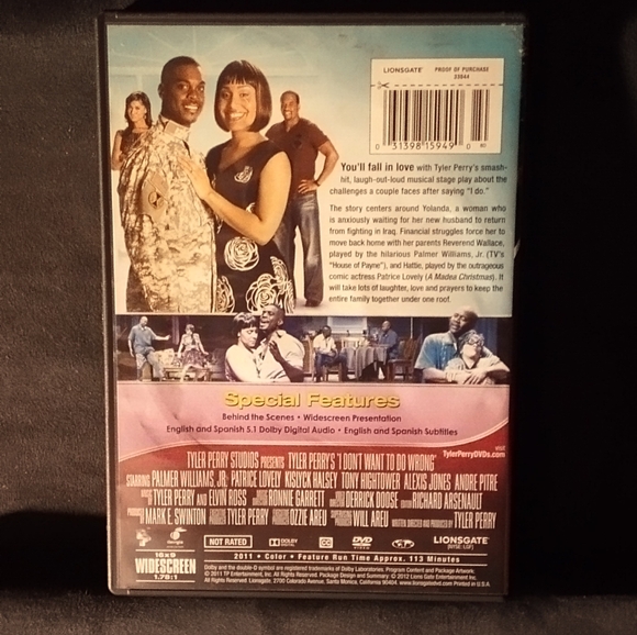 DVD: Tyler Perry's I Don't Want To Do Wrong The Play Not Rated - Picture 2 of 4